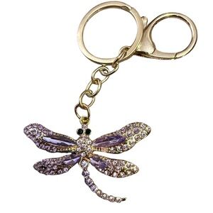 Bag charm Gold and Purple Dragonfly Keychain / bag charm